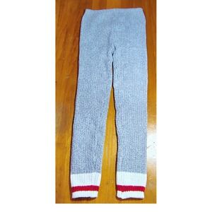 Great Northern Women Cozy Loungewear Leggings M Grey Red‎ White Trim sock monkey